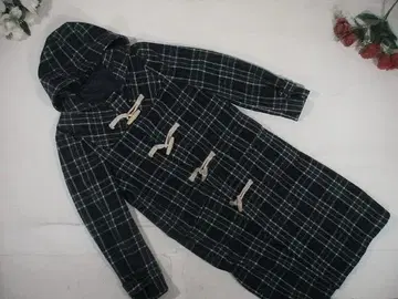 96526 이네드 캐시미어 혼방 롱 더플 코트 그린 x 네이비 2