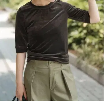 spick&span 벨로아 하프 슬리브 풀오버 브라운 반팔