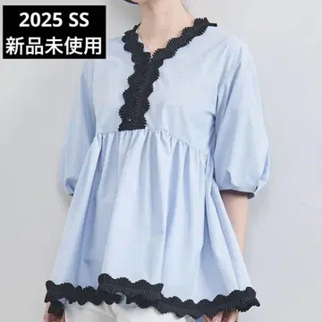 새상품 UNITEDARROWS 턱 프릴 V넥 하프 슬리브 블라우스