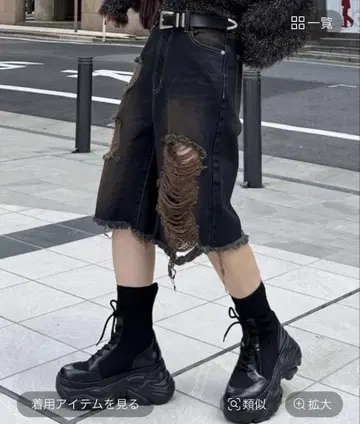 PAGEBOY 페이지 보이 빈티지 하프 데님 팬츠