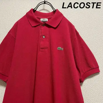 LACOSTE/라코스테 피케 셔츠 빨간색 원포인트 자수 로고 진주 버튼