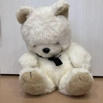 호키 별 화이트 곰 봉제 인형 일본제 초레어 쇼와 레트로