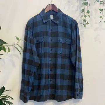 KATO 블록 체크 셔츠 M 블루