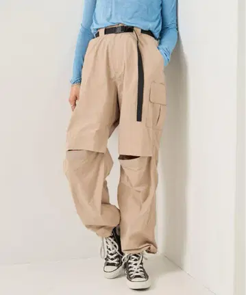 FREAK'S STORE 벨트 포함 나일론 팬츠 베이지