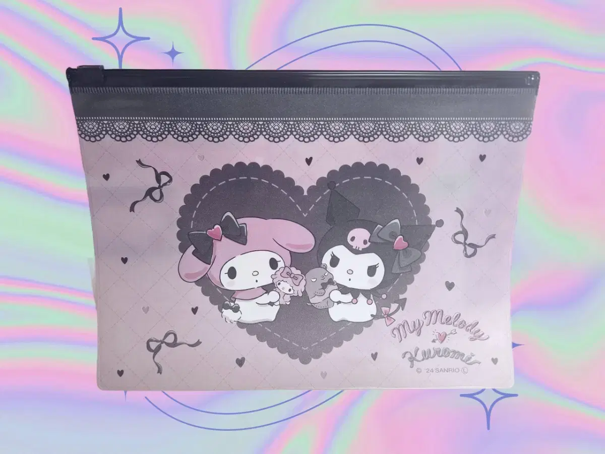 Kuromi & My Melody Heart Ribbon Zipper Case