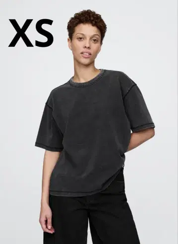 GAP 헤비 웨이트 크롭 티셔츠 짧은 길이 흑먹색 XS