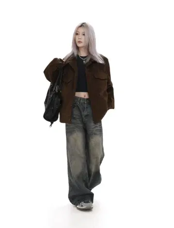 QS86 WASH DENIM 데님 워시 배기 데님 와이드