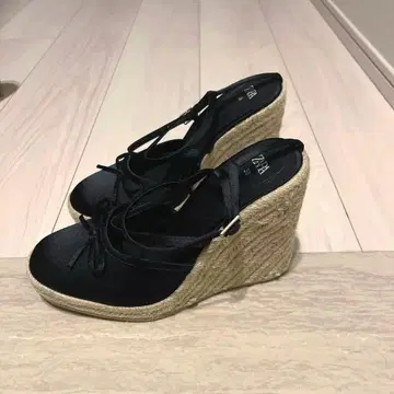 자라 블랙 웨지 샌들 8cm 힐