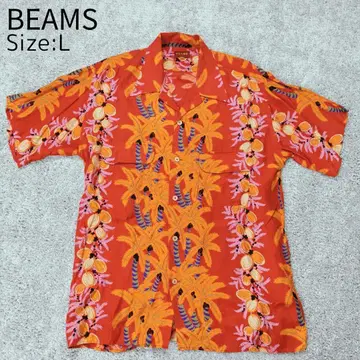 BEAMS 알로하 셔츠 팜 트리 & 코코넛 L 일본제 레이온 100%
