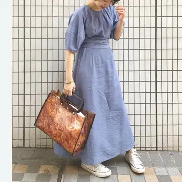 퍼블릭 도쿄 랜덤 턱 플레어 원피스