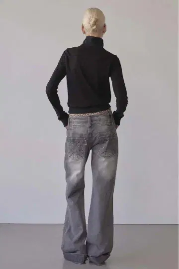 유니언 잭 엔지니어드 데님 워시드 그레이