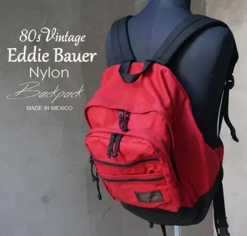 80s 블랙 택 EDDIE BAUER 레드 나일론 백팩 데이 백팩