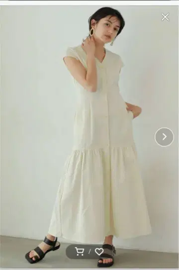 러그문 프론트 버튼 데님 원피스