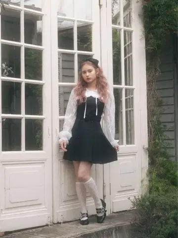 레이스 후드티 플리츠 원피스