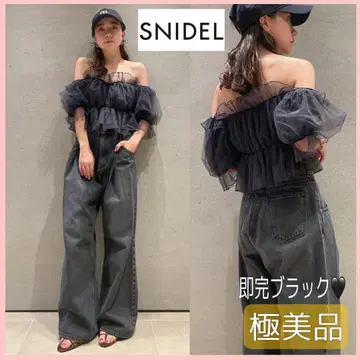 [즉시 매진 black] snidel 볼륨 개더 프릴 오프 숄더 블라우스