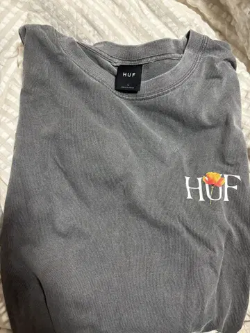 HUF 티셔츠 그레이 다크 그레이 플라워 꽃무늬 L 사이즈