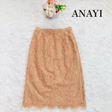 ANAYI 아나이 꽃무늬 올 자수 핑크 베이지 스커트 38