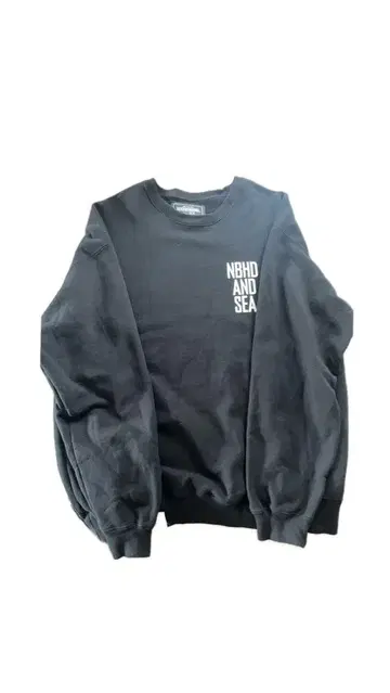 NBHD AND SEA 블랙 크루넥 맨투맨