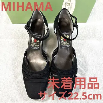 MIHAMA 요코하마 모토마치 블랙 스웨이드 스트랩 힐 미착용 상품