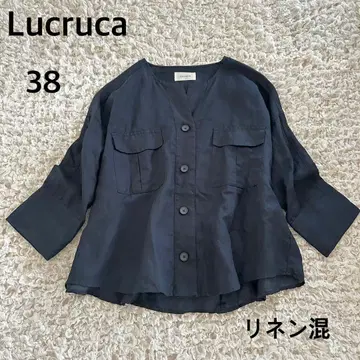 센소유니코 Lucruca 루쿠루카 린넨 마 혼방 긴팔 셔츠 겉옷 네이비