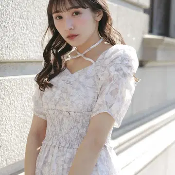 AnMILLE 플라워 크로스 플레어 OP 핑크