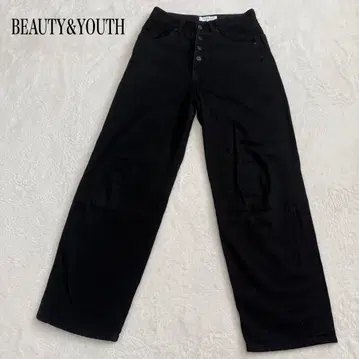 BEAUTY&YOUTH 유나이티드 애로우즈 와이드 데님 블랙 버튼