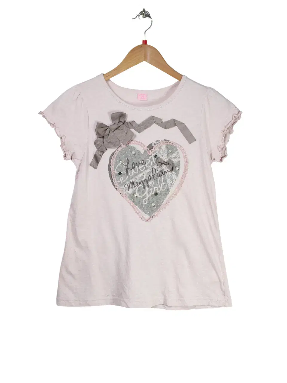 Mezzo Piano Ribbon Heart Short Sleeve T-shirt [25061715]