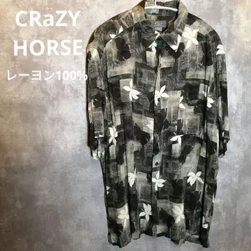 CRaZY HORSE 꽃무늬 반팔 셔츠 레이온 100% 구제 의류