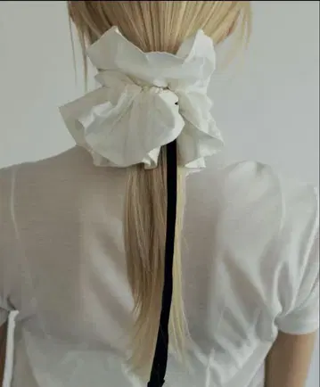 anuke Velour Ribbon Chouchou 스크런치 화이트