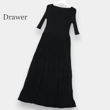 새상품급 Drawer 실크 고함량 리브 니트 원피스 1 일본제 드로어