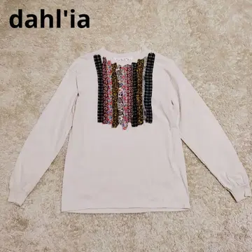 392 새상품급 dahl'ia 멀티 리본 리메이크 롱 슬리브 티셔츠