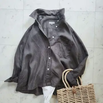 새상품급 마가렛호웰 린넨 100% 셔츠 긴팔 겉옷 브라운 넉넉한