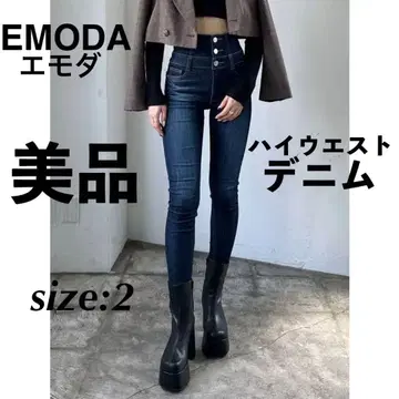 새상품급 EMODA 에모다 [ELDER] SYM 하이웨스트 데님 스키니