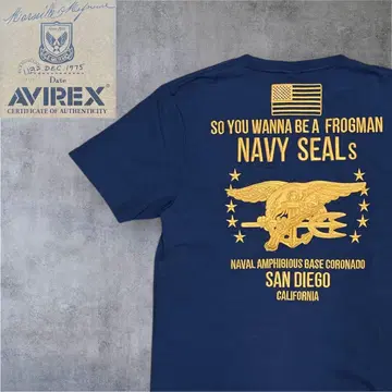 AVIREX Navy SEALs 포켓 티셔츠 M 사이즈 자수 네이비