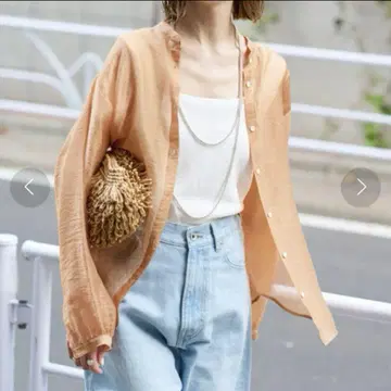 SLOBE IENA 밴드 카라 시어 셔츠