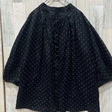 B.C STOCK 프렌치 린넨 2way 블라우스 도트 무늬 돌먼 린넨