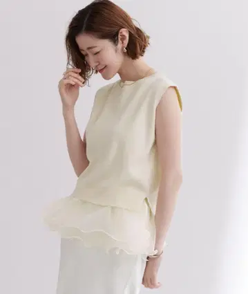 urs 유어스 플레어 벨트 니트 풀오버 L 아이보리