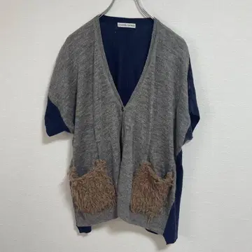 TSUMORI CHISATO 반팔 가디건 겉옷 그레이 네이비