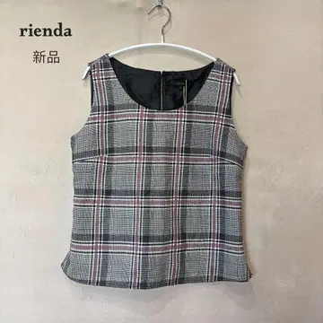 새상품 rienda 리엔다 체크 슬리브리스 상의