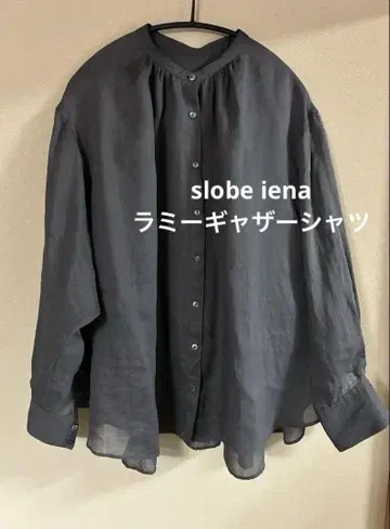 SLOBE IENA 라미 개더 셔츠 그레이 린넨 100% 긴팔 셔츠