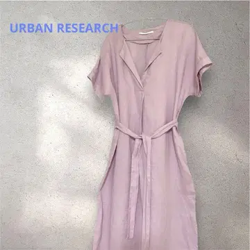 어반 리서치 연보라 린넨 100% 셔츠 원피스 린넨 리본