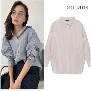 새상품 anuans 아누아스 스탠다드 셔츠 스트라이프 베이지