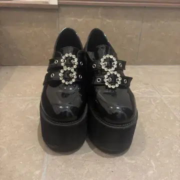 bubbles 더블 버클 통굽 신발 힐 13cm