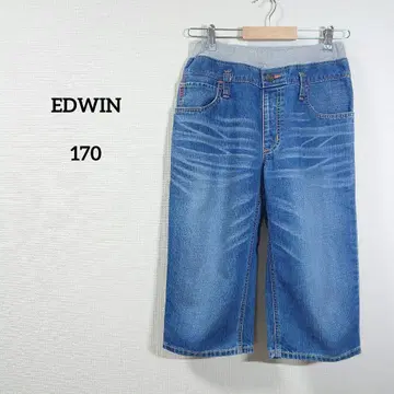 EDWIN 데님 블루 와이드 팬츠 170 하프 팬츠 허리밴딩