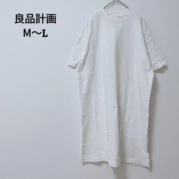 무인양품 원피스 무릎 기장 사이드 슬릿 넉넉한 면 100% M~L