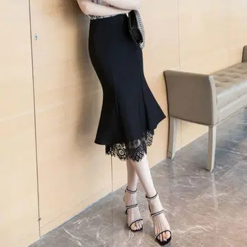 블랙 레이스 타이트 스커트