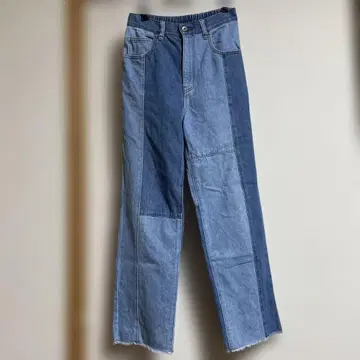 패치워크 데님 와이드 레그 팬츠