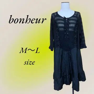 bonheur 원피스 플레어 스커트 가슴 리본 주름 가공 프리