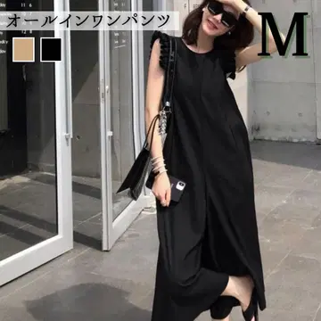 살로펫 올인원 여성용 블랙 M 사이즈 어깨 프릴 귀여운