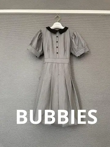 BUBBIES 버블스 카라 부착 리본 플리츠 원피스 F 한국풍 코디!